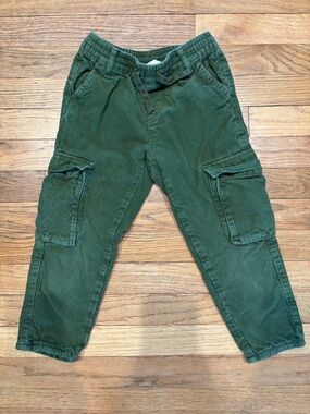 Lined Green Corduroy Cargo Pants